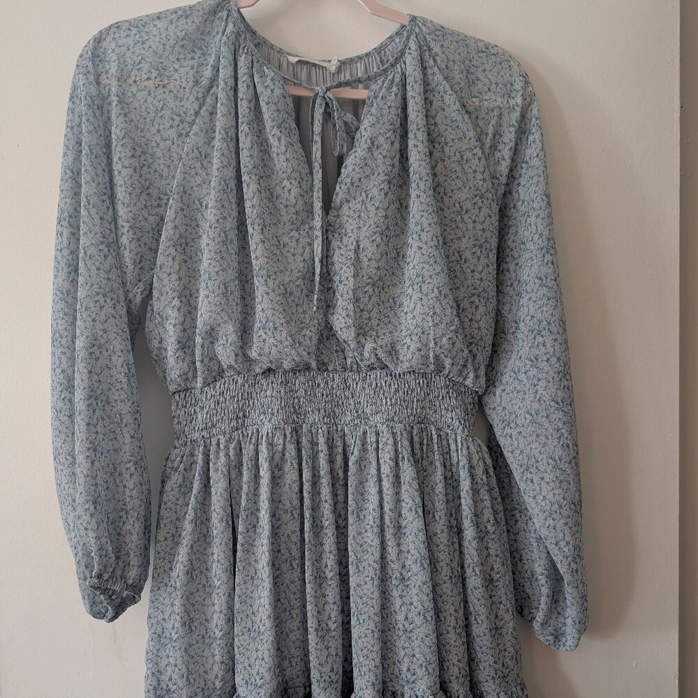 Lush blue flowy dress with layered skirt